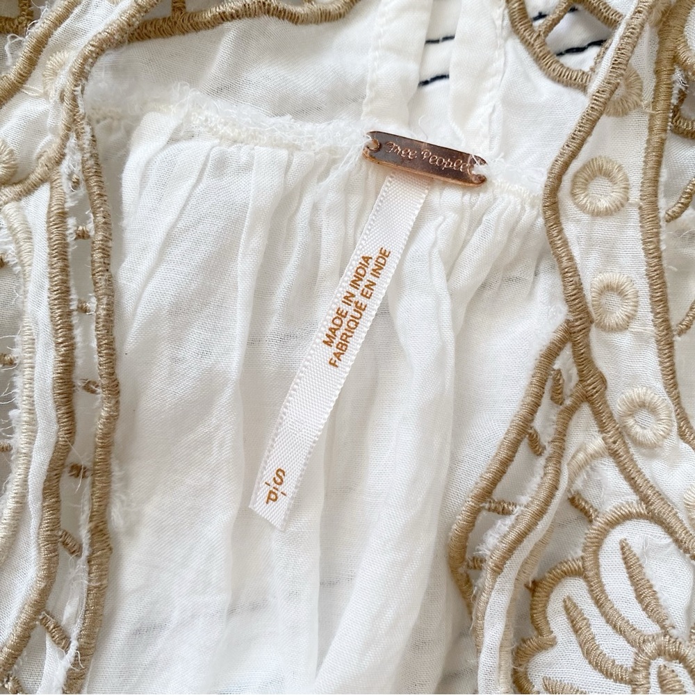 Free People Cutwork Balloon Dolman Blouse in White Cloud size Small - Picture 5 of 10